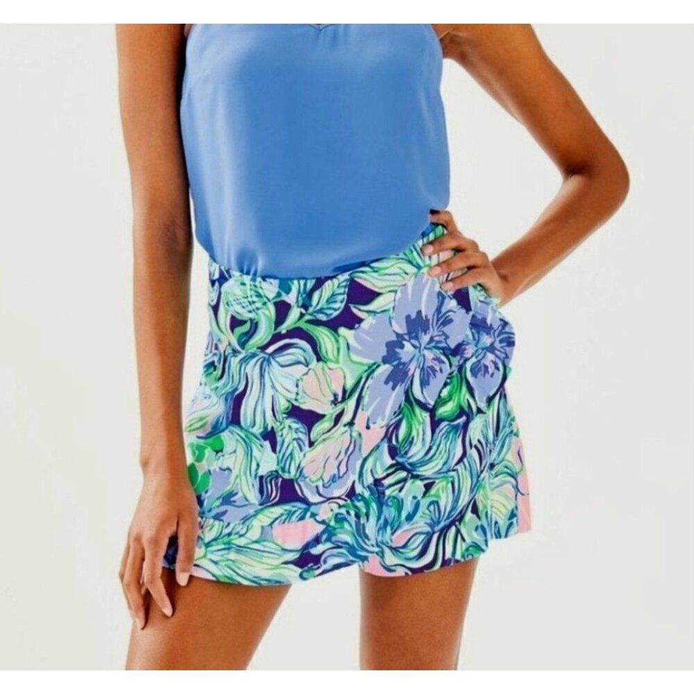 NEW - Lilly Pulitzer - 16 - Faye Skort Party Thyme Floral Pink Blue - Picture 4 of 7